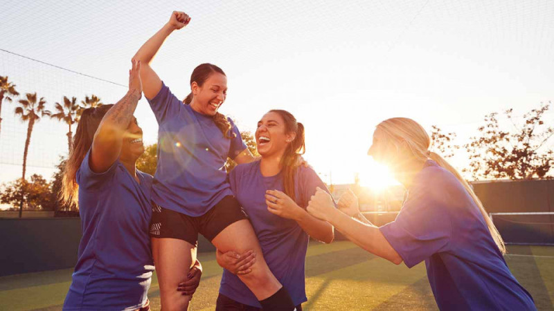 Soccer team celebration