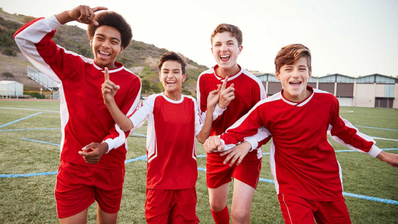 Soccer team red jerseys